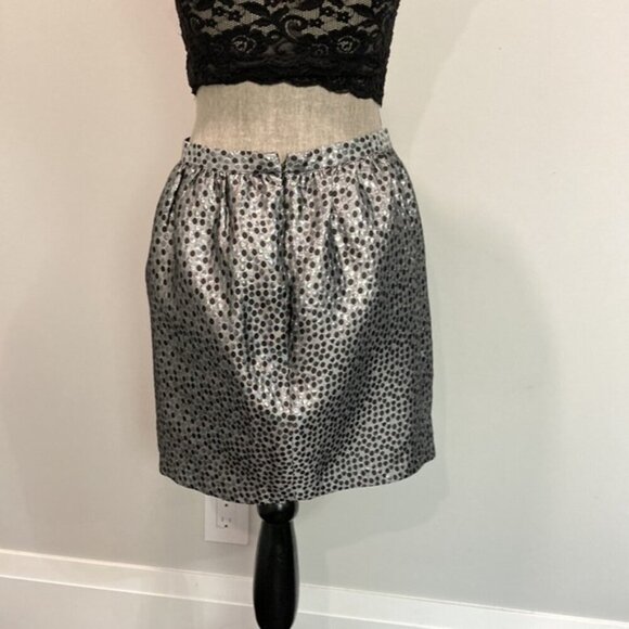METALLIC Silver Black Polka Dots Mini Full Skirt - Picture 7 of 11